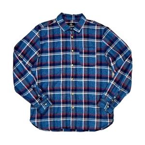 Threadbare Button Down Flannel Shirt Large Blue Plaid